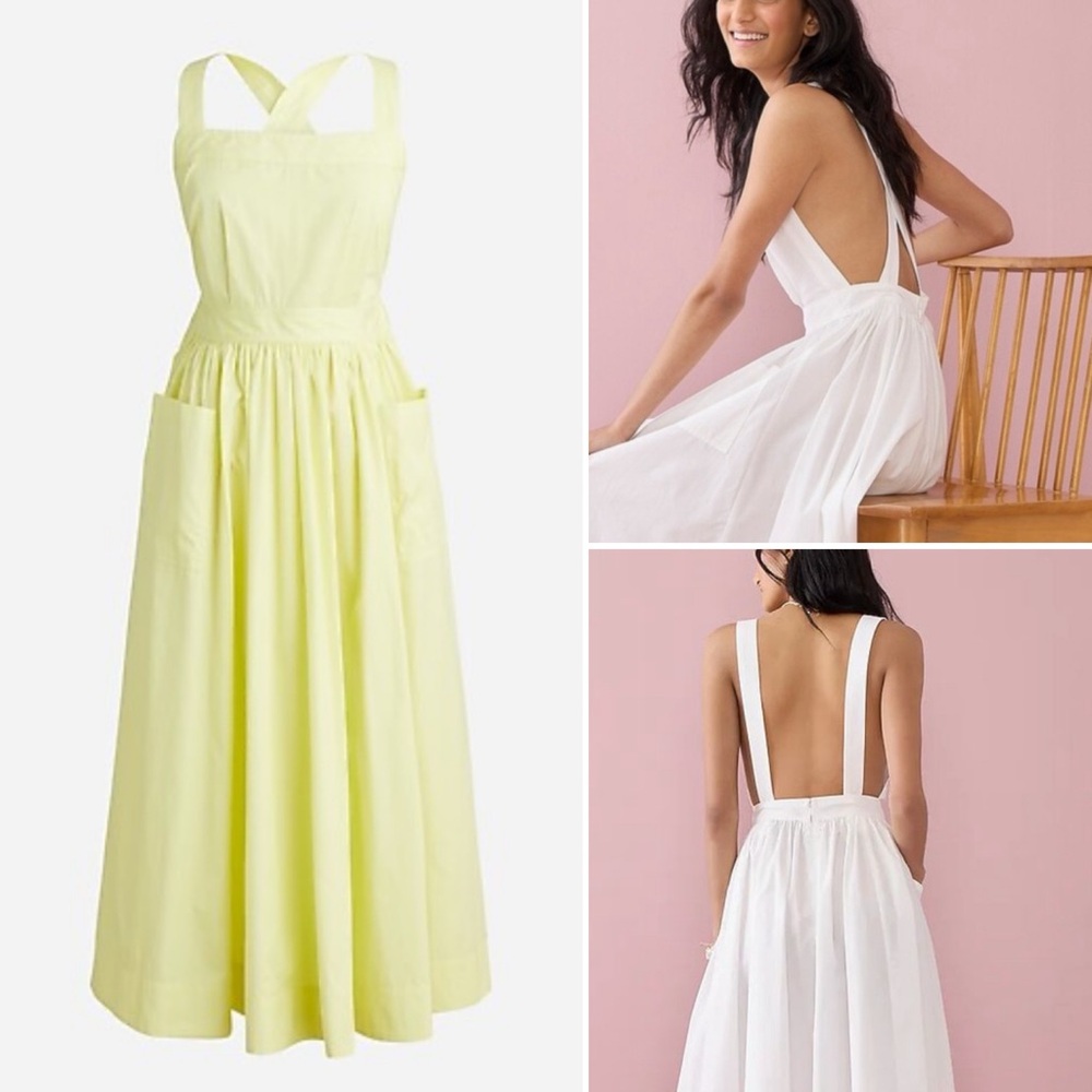 J. Crew Cotton poplin apron dress with convertible straps in Crisp Aloe